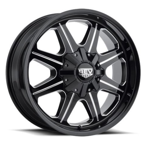 REV Wheels 823 Series Offroad Gloss Black Machined 20x9 Wheel, Series, Offroad, 20 in. x 9 in., Aluminum, Machined, 6 x 5.5 in./135mm Bolt Circle, 4.53 in. Backspace, Each