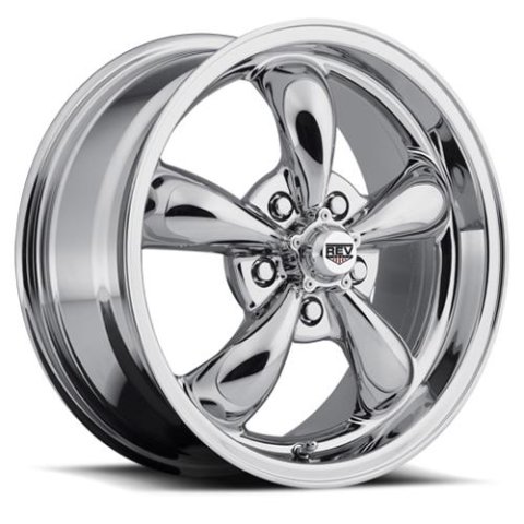 REV Wheels 100 Classic Series Chrome 18x8 Wheel, Classic, 18 in. x 8 in., Aluminum, Chrome, 5 x 4.75 in. Bolt Circle, 4.5 in. Backspace, Each