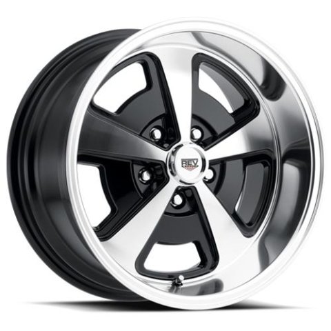 REV Wheels 109 Classic Magnum Series Gloss Black Polished 18x9 Wheel, Classic, 18 in. x 9 in., Aluminum, Black/Polished, 5 x 4.75 in. Bolt Circle, 5 in. Backspace, Each