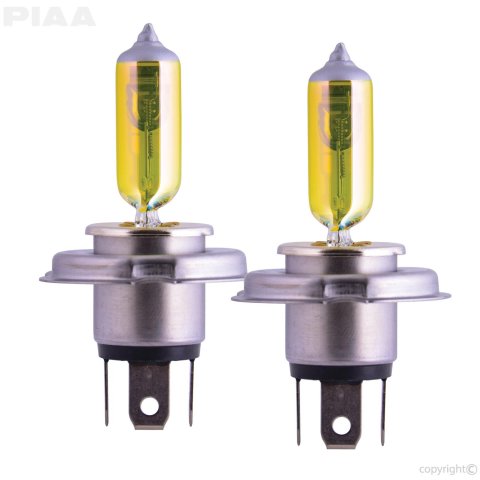 PIAA Light Bulbs HY101E Bulb, H4 (9003) Solar Yellow Twin Pack - 2500K - 12V 60/55W