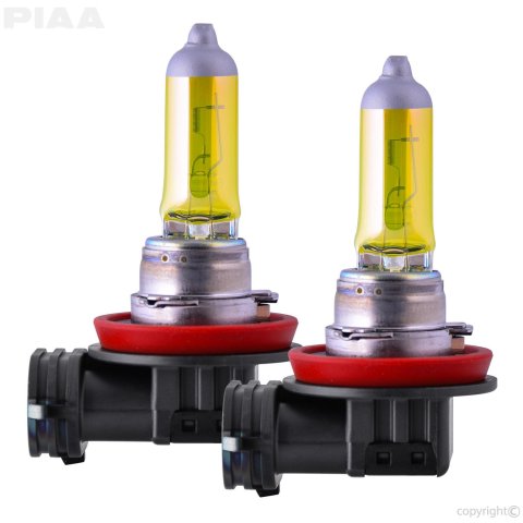 PIAA Light Bulbs HY110E Bulb, H11 Solar Yellow Twin Pack - 2500K - 12V 55W