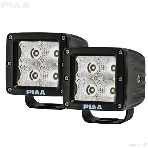 PIAA Light Bars, Pods and Fog Lights 26-06303 Auxiliary Light, Quad Series LED Cube Kit in Flood Beam w/ Harness