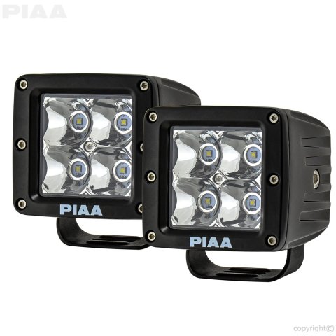 PIAA Quad Series Light Pods 26-06603 Auxiliary Light, LED Cube Kit in Spot Beam w/ Harness