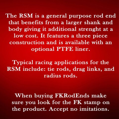 FK RSM Series Rod Ends RSM8 End, Series, 5/8 in.-18, Male Threads, 3-piece, Low carbon Steel, 0.500 in. Bore, Each