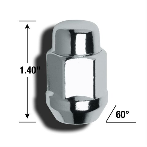 Gorilla Lug Nuts 41187B Nuts, 1/2 in.-20 RH, Conical Seat, 60 degree, Chrome, Set of 4