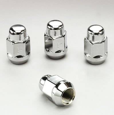 Gorilla Lug Nuts 000000000000091147 Nuts, Conical Seat, Bulge, 14mm x 1.50 RH, Closed End, Chrome Plated Steel, Set of 4