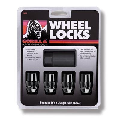 Gorilla Wheel Locks 71631NBC Lug Nuts, Conical Seat, 12mm x 1.50 RH, Closed End, Locking, Black Chrome Steel, Set of 4
