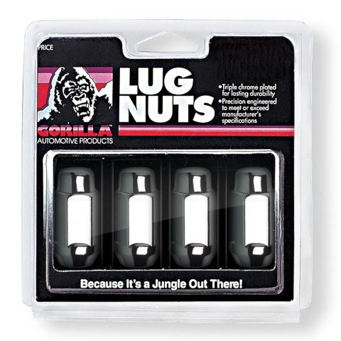 Gorilla Lug Nuts 41147XLB Nuts, Conical Seat, Acorn, Extra Long, M14 x 1.50, Closed End, Chrome Plated Steel, Set of 4