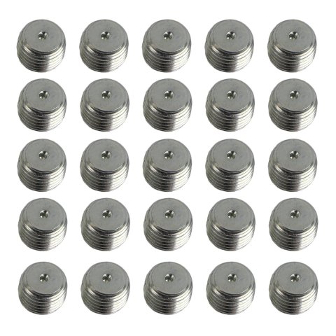 Pioneer Plugs PP-454-25 Fittings, Pipe Plug, 1/4 in. NPT, Steel, Natural, Oil Relief Hole, Set of 25