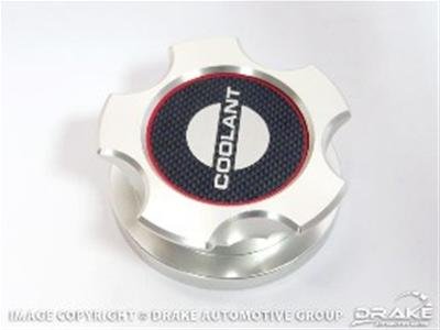 Drake Coolant Reservoir Cap Covers AR3Z-8100-BL Covers, Aluminum, Brushed, Logo, Ford, Each