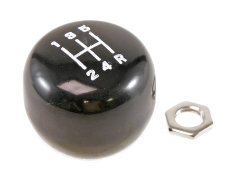 Drake Shift Knobs for 1986-1993 MUSTANG - E7ZZ-7213-T5 Transmission Shifter Knob, Round, Plastic, Black, 5 Speed, Thread On M12 x 1.75mm, Ford, Each