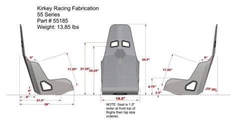 Kirkey 55 Series Aluminum Pro Street Drag Seats 55185 Seat, Drag, Highback Bucket, 18 degree Layback, Aluminum, Natural, 18.50 in. Width, Each