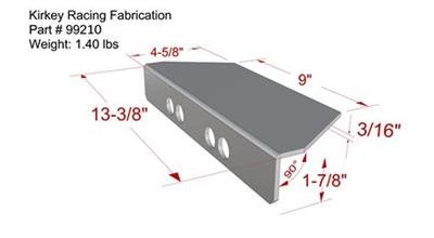 Kirkey Seat Mounting Brackets 99210 Mount, Rear Bracket, Aluminum, Natural, 3/16 in. Thick, Each