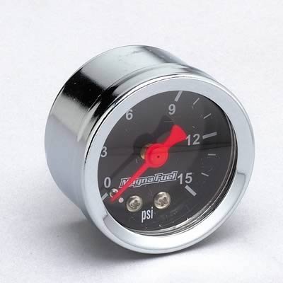 MagnaFuel Analog Fuel Pressure Gauges MP-0101 Gauge, Pressure, 0-15 psi, 1 1/2 in., Analog, Mechanical, Black Face, Each