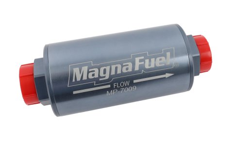 MagnaFuel 74 Microns Fuel Filter with -10 AN Inlet Size MP-7009 Filter, Gasoline, Alcohol, Aluminum Housing, Clear Anodized, Microns, O-Ring Fittings, Inlet/Outlet, Each