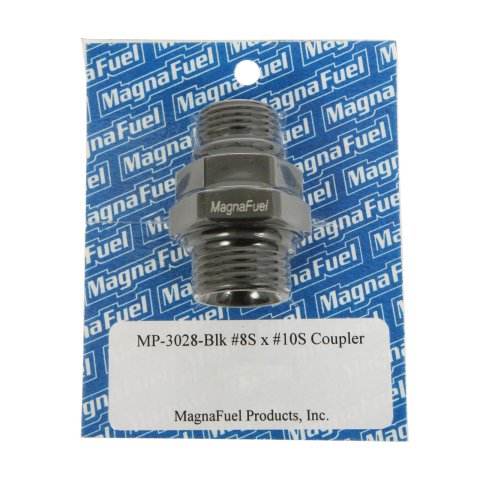 MagnaFuel Couplers MP-3028-BLK Fitting, Reducer, Straight Cut to Straight Cut, Straight, Aluminum, Black Anodized, -10 AN, -8 AN, Each