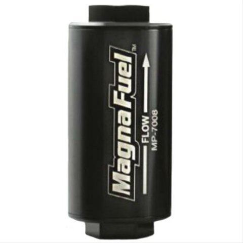 MagnaFuel 25 Microns Fuel Filter with -10 AN Inlet Size MP-7008-BLK Filter, Gasoline, Alcohol, Aluminum Housing, Black Anodized, Microns, O-Ring Fittings, Inlet/Outlet, Each