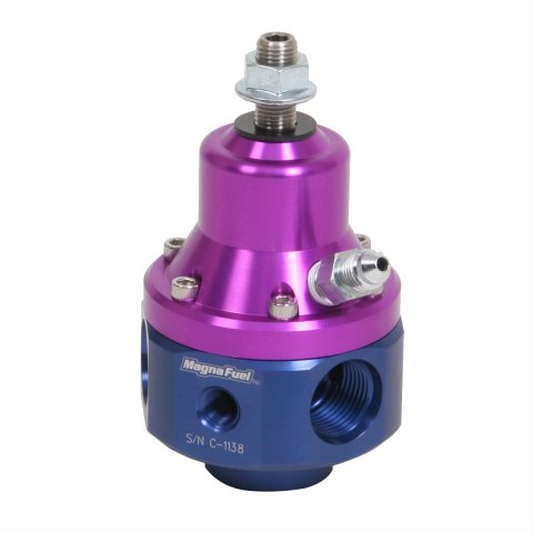 MagnaFuel Carbureted Fuel Pressure Regulators MP-9945 Regulator, Aluminum, Purple Anodized, 4-12 psi, Return Line, Universal, Each