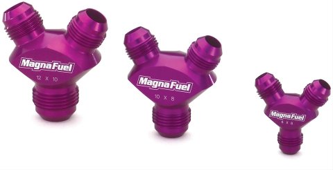 MagnaFuel Y-Fittings MP-6200 Fitting, Y, -10 AN Male All, Aluminum, Purple Anodized, Each