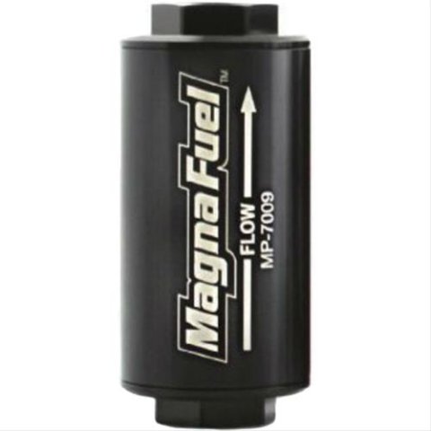 MagnaFuel 74 Microns Fuel Filter with -10 AN Inlet Size MP-7009-BLK Filter, Gasoline, Alcohol, Aluminum Housing, Black Anodized, Microns, O-Ring Fittings, Inlet/Outlet, Each