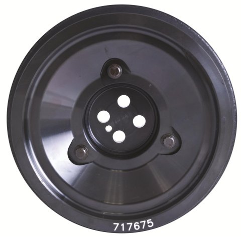 Fluidampr Alternator Pulleys 717675-000 Pulley, Dual Belt, 7/5 Groove, 8 in. Diameter, Bolt-on, Aluminum, Black, Ford, Powerstroke, Each