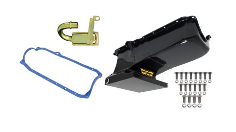 Weiand Oil Pan Packages 5022WND Pan, Wet, Rear Sump, 6.00 qts., Steel, Black, 8.125 in. Depth, Pickup, Chevy, 305, 350, Kit