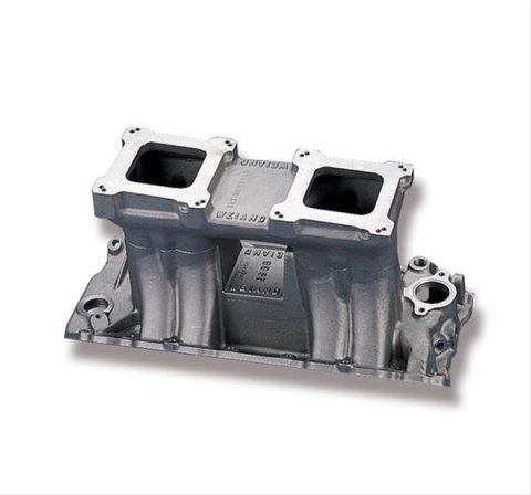 Weiand Hi-Ram Tunnel Ram Intake Manifolds 1985WND Manifold, Hi-Ram, Ram, Aluminum, Natural, Dual Square Bore, Chevy, Big Block, Rectangle Port