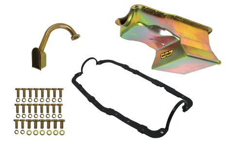 Weiand Oil Pan Packages 5037WND Kit 7QT- Gold Zinc Finish-65/87 SBF 351W (Drag Racing) Front Sump - FABRICATED