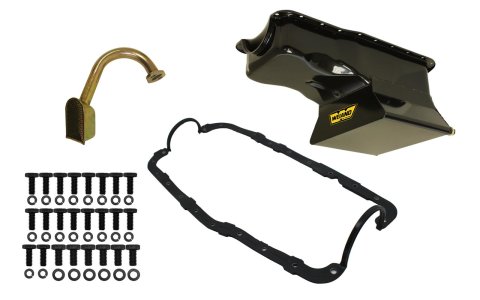 Weiand Oil Pan Packages 5036WND Kit 7QT- Black Finish -1965-87 Small Block Ford 351W (Drag Racing). Front sump - FABRICATED