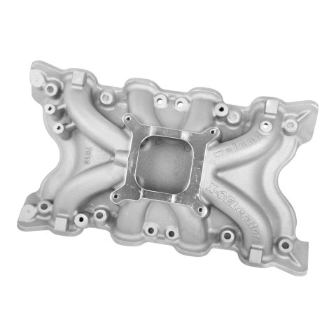 Weiand X-CELerator Intake Manifolds 7516 Manifold, X-CELerator, Single Plane, Aluminum, Natural, Square Bore, Ford, 351C, 2V, Each