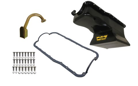 Weiand Oil Pan Packages 5024WND Pan, Wet, Front Sump, 7.00 qts., Steel, Black, 10.125 in. Depth, Pickup, Ford, Small Block Windsor, Kit