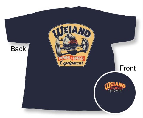 Weiand Retro Logo T-Shirts 10002-MDWND T-Shirt, Cotton, Speed and Racing Equipment, Navy Blue, Men's Medium, Each