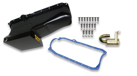 Weiand Oil Pan Packages 5004WND Pan, Wet, Rear Sump, 7.00 qts., Steel, Black, 8.25 in. Depth, Pickup, Chevy, 305, 350, Kit