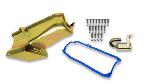 Weiand Oil Pan Packages 5005WND Pan, Wet, Rear Sump, 7.00 qts., Steel, Zinc Iridited, 8.25 in. Depth, Pickup, Chevy, 305, 350, Kit