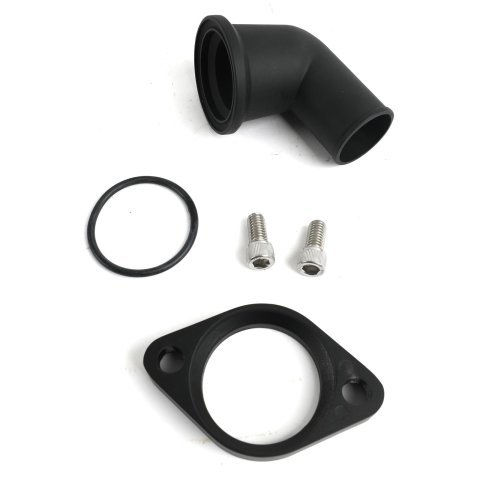 Weiand Aluminum Water Necks 6255 Neck, Aluminum, Black Ceramic, 75 Degree, Chevy, Big/Small Block, Each