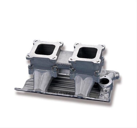Weiand Hi-Ram Tunnel Ram Intake Manifolds 1995 Manifold, Hi-Ram, Ram, Aluminum, Natural, Dual Square Bore, Chrysler, 318, 340, 360, Each
