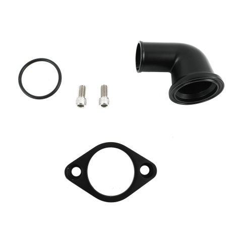 Weiand Aluminum Water Necks 6253 Neck, Aluminum, Black Ceramic, 90 Degree, Chevy, Big/Small Block, Each