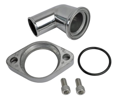 Weiand Aluminum Water Necks 6250 Neck, Aluminum, Polished, 15 Degree, Chevy, Big/Small Block, Each