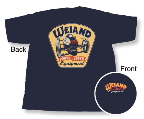 Weiand Retro Logo T-Shirts 10002-LGWND T-Shirt, Cotton, Speed and Racing Equipment, Navy Blue, Men's Large, Each