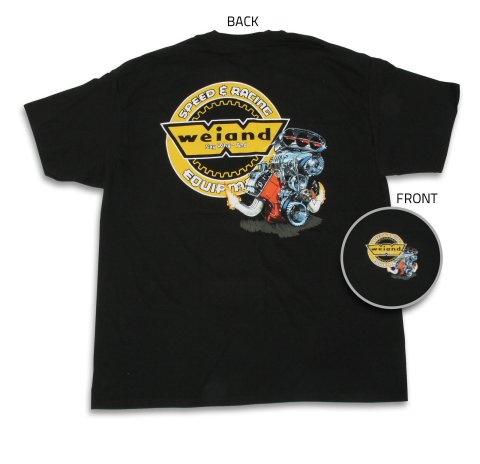 Weiand Equipment T-Shirts 10003-LGWND T-Shirt, Cotton, Speed and Racing Equipment, Black, Men's Large, Each