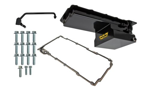 Weiand Oil Pan Packages 5028WND Pan, Wet, Rear Sump, 7.00 qts., Steel, Black, 6.000 in. Depth, Pickup, Chevy, 4.8L, 5.3L, 6.0L, Kit