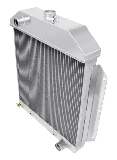 Frostbite Performance Cooling Aluminum Radiators FB211 Radiators, Downflow, 3-row, Aluminum, Polished, Transmission Cooler, Ford, 3.7L, 3.9L, 4.2L, Each