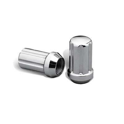 Rocket Racing Spline Drive Lug Nuts C7004 Nuts, Conical Seat, Bulge, 1/2 in. x 20 RH in. Closed End, Chrome Plated, Each