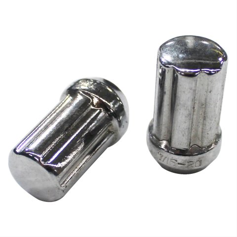 Rocket Racing Spline Drive Lug Nuts C7002-SET Nuts, Drive, Conical Seat, Standard, 7/16-20 RH in. Thread, Steel, Chrome, Set of 20