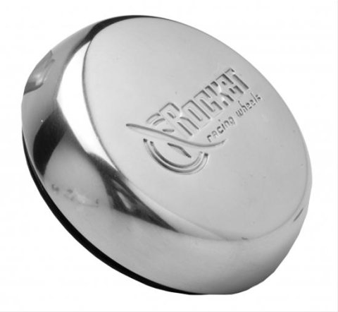 Rocket Racing Center Caps RC1-01501 Cap, Dome, O-ring, Aluminum, Polished, Wheels Logo, Each