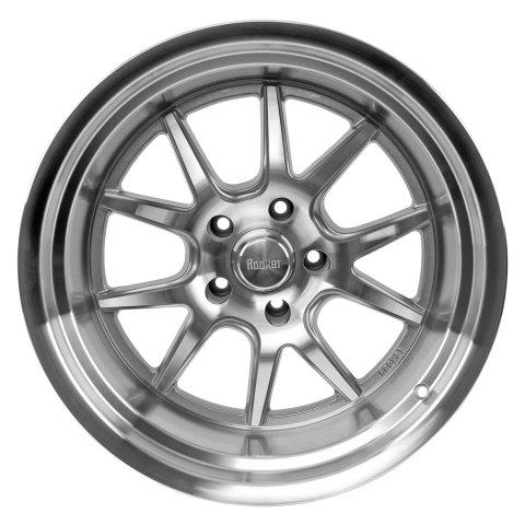 Rocket Racing Attack Titanium Machined Wheels 18x11 Wheel, Machined, 18 in. x 11 in., Aluminum, Silver, Machined, 5 in. Backspace, 5 x 4 3/4 in. Bolt Pattern, Each