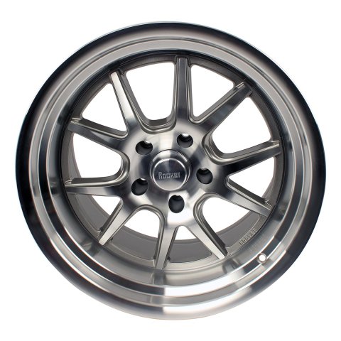 Rocket Racing Attack Titanium Machined Wheels 18x11 Wheel, Machined, 18 in. x 11 in., Aluminum, Silver, Machined, 6 in. Backspace, 5 x 4 3/4 in. Bolt Pattern, Each