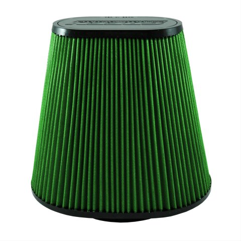 Green Filter High Performance Universal Air Filters 7199 Filter, Conical Oval Flanged, Woven Cotton, Green, 6.00 in. Inlet Flange Diameter, 10.00 in. Length, Each