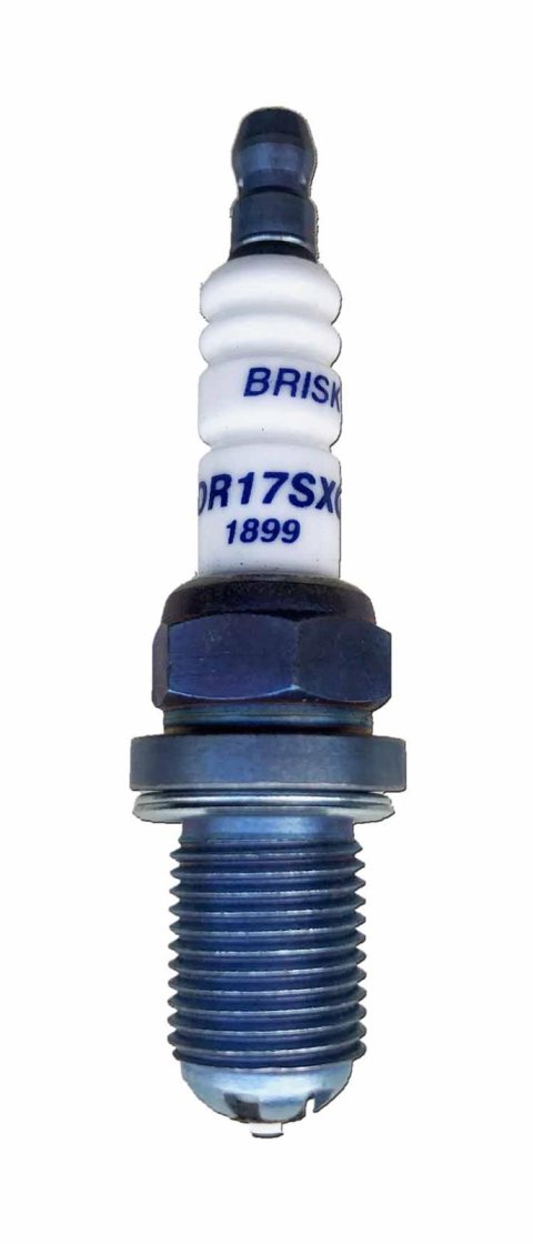 Brisk Premium EVO Spark Plugs DR17SXC Plugs, EVO, Copper, 14mm Thread Size, 19mm Reach, Gasket Seat, 17 Heat Range, Resistor, Each