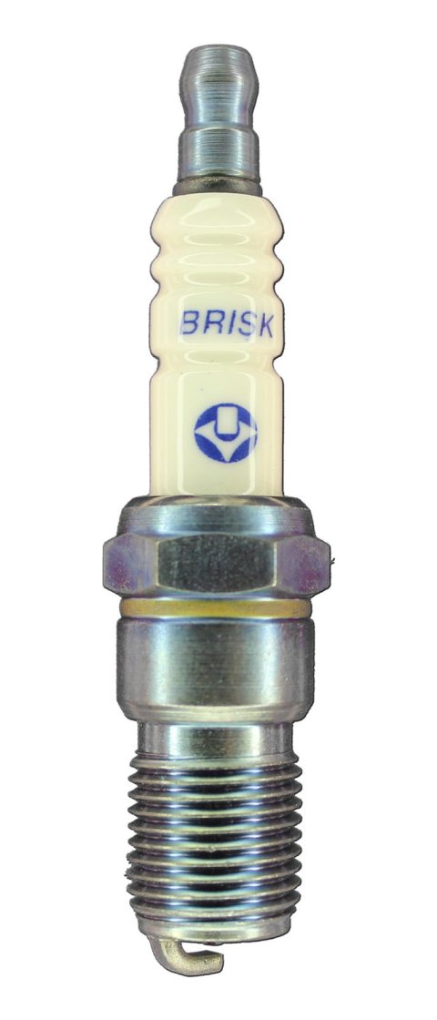 Brisk Silver Racing Spark Plugs GR14S Plugs, Racing, Silver, 14mm Thread Size, 18mm Reach, Tapered Seat, 14 Heat Range, Resistor, Each